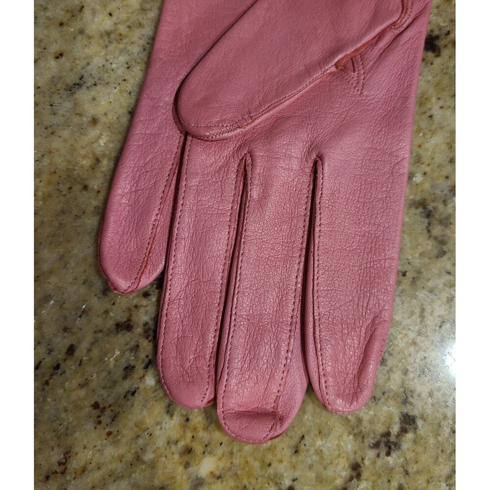 Vintage Womens Size S Pink Leather 8" Short Gloves Cabretta - Picture 7 of 16